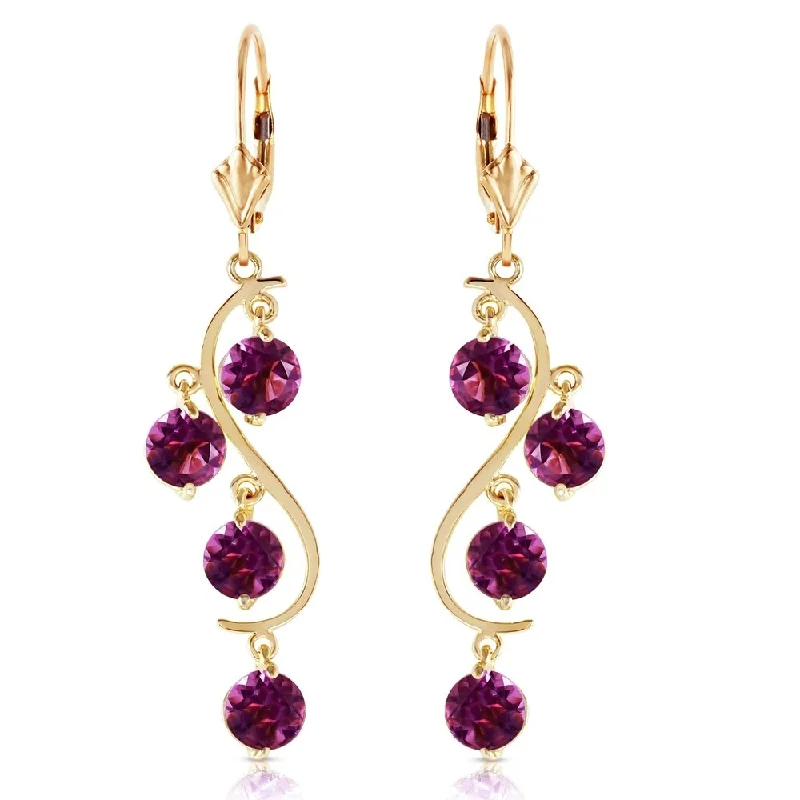 Fine braid earrings-4.95 Carat 14K Solid Gold Grape Amethyst Earrings