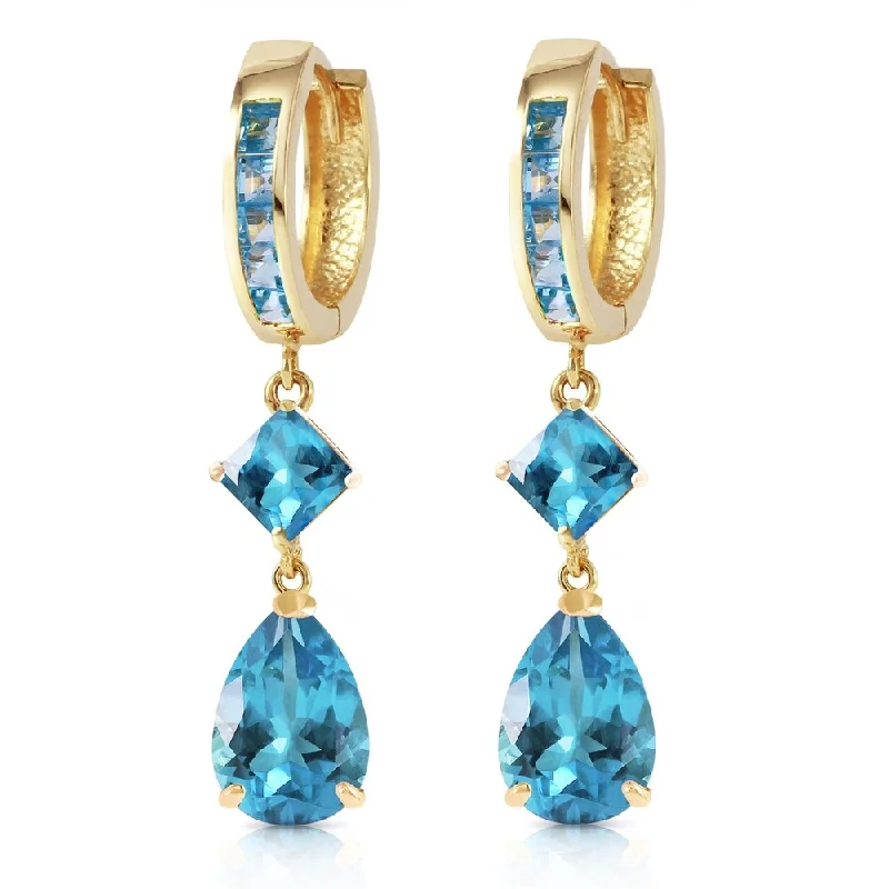 Lone pearl earrings-5.62 CTW 14K Solid Gold Temptation Blue Topaz Earrings