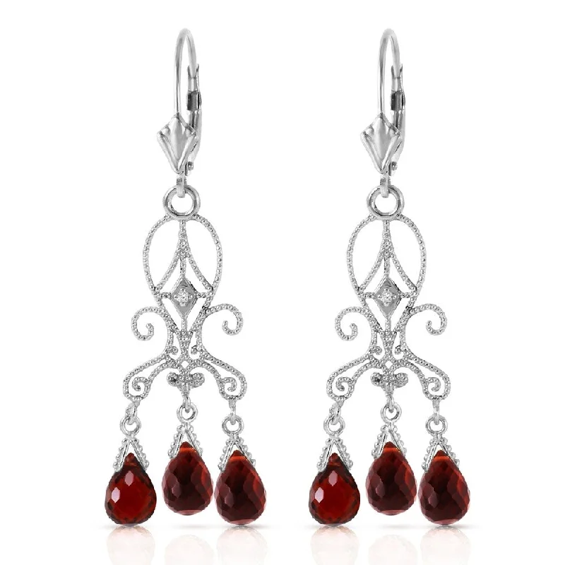 Tilted stone earrings-6.31 Carat 14K Solid White Gold Love Is Patient Garnet Diamond Earrings