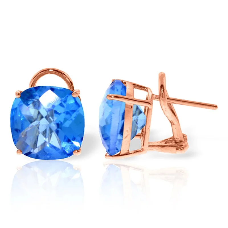 Glossy jet earrings-7.2 Carat 14K Solid Gold Cushion Blue Topaz Gemstone Earrings