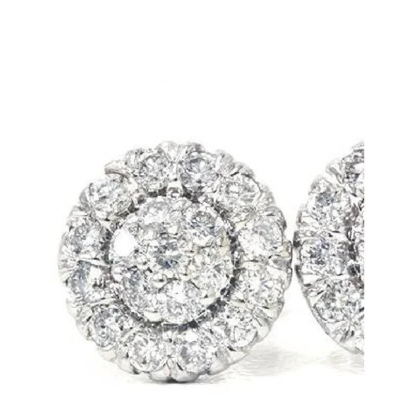 Coarse gem earrings-7/8Ct Pave Lab Created Diamond Studs 14K White Gold