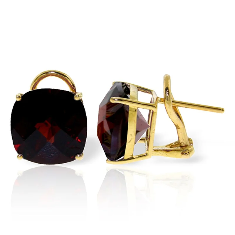 Radiant iolite earrings-9 Carat 14K Solid Gold French Clips Earrings Checkerboard Garnet