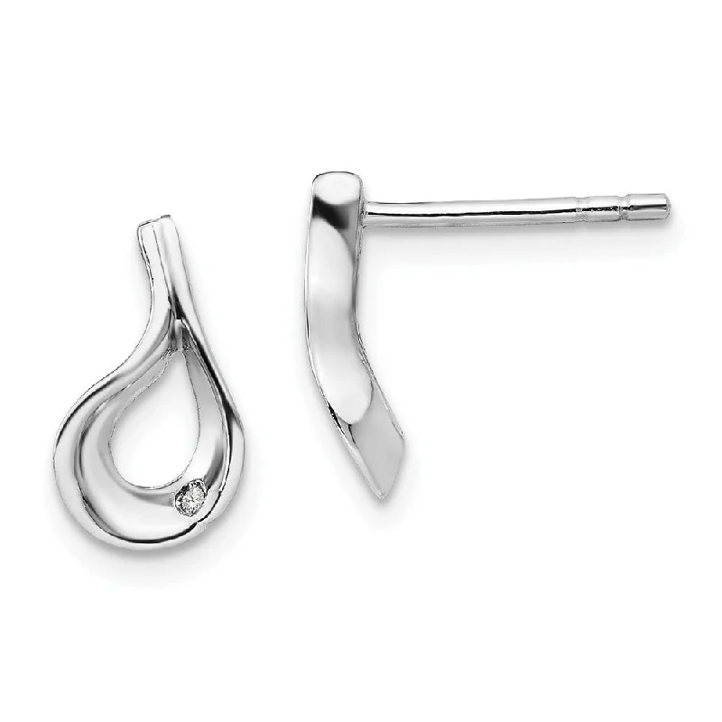 Protruding stone earrings-925 Sterling Silver Diamond Dangle Earrings (L-12 mm, W-7 mm)