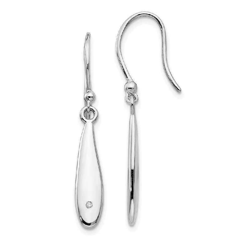 Sparkling silver earrings-925 Sterling Silver Diamond (L-40 mm, W-11 mm)