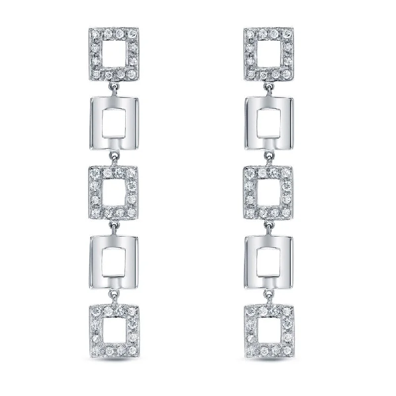 Domed bar earrings-Auriya 14k Gold 5/8ct TDW Geometric Square Diamond Linear Earrings (H-I, SI1-SI2)