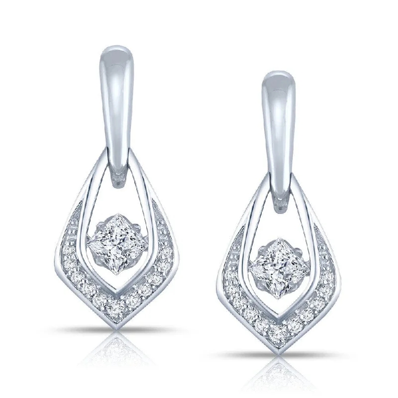 Matte quartzite earrings-Auriya 14k White Gold 2/5ct TDW 'Dancing Stone' Moving Diamond Earrings (H-I, I1-I2)