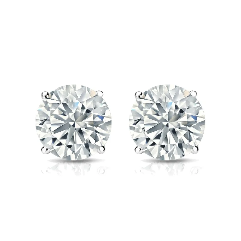 Auriya 2ct TW Round Moissanite Stud Earrings 14k Gold - 6.5 mm