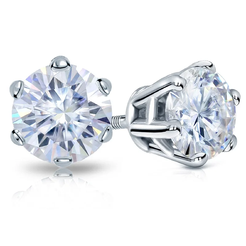 Vivid stone earrings-Auriya 2ctw Round Moissanite Stud Earrings 18k Gold - 6.5 mm