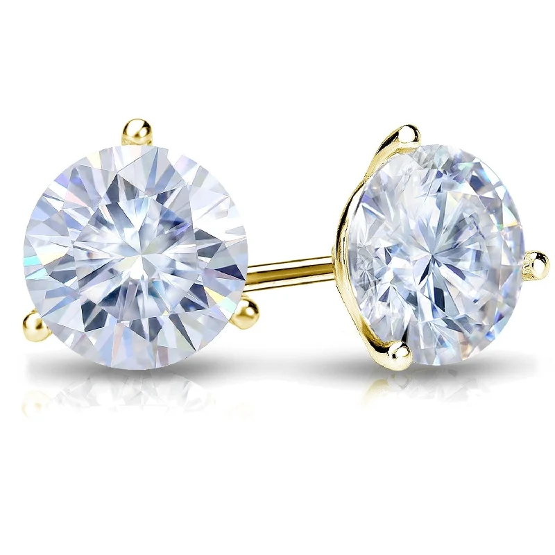 Offset hoop earrings-Auriya 3ctw Round Moissanite Stud Earrings 14k Gold Martini-set - 7.4 mm