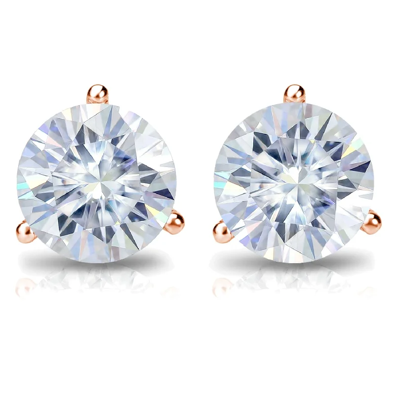 Worn rim earrings-Auriya 4ctw Round Moissanite Stud Earrings 14k Gold Martini-set - 8.2 mm