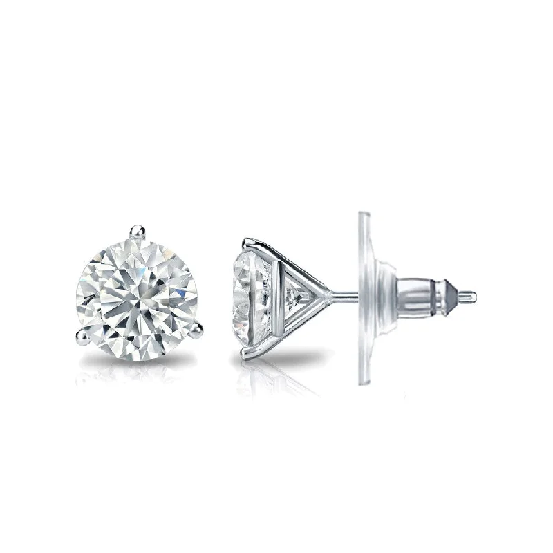 Stout-band earrings-Auriya EGL USA Certified 14k White Gold 3-Prong Martini 3.00 ct. TDW Secure Lock Back R