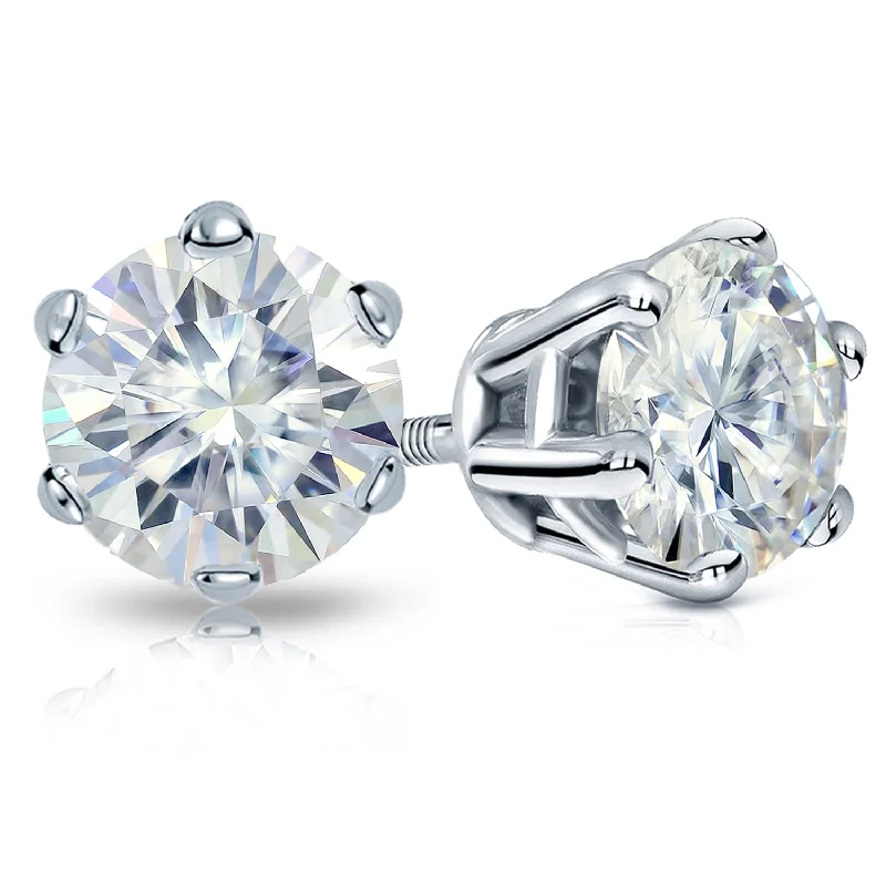 Untamed pearl earrings-Auriya Platinum 2ctw Round Moissanite Stud Earrings - 6.5 mm