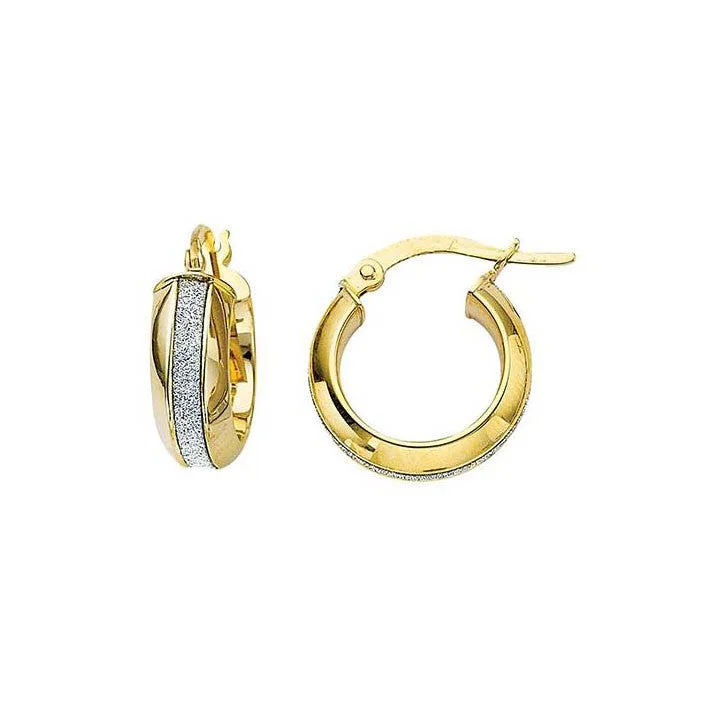 Twelve-gem earrings-Greg Anthony Glitter Gold Hoop Earrings Sm 14K Yellow Gold