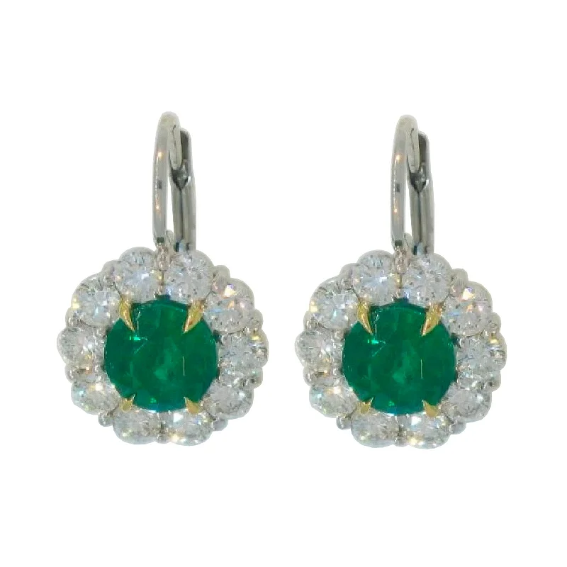 Pure gem earrings-Emerald and Diamond Halo Earrings