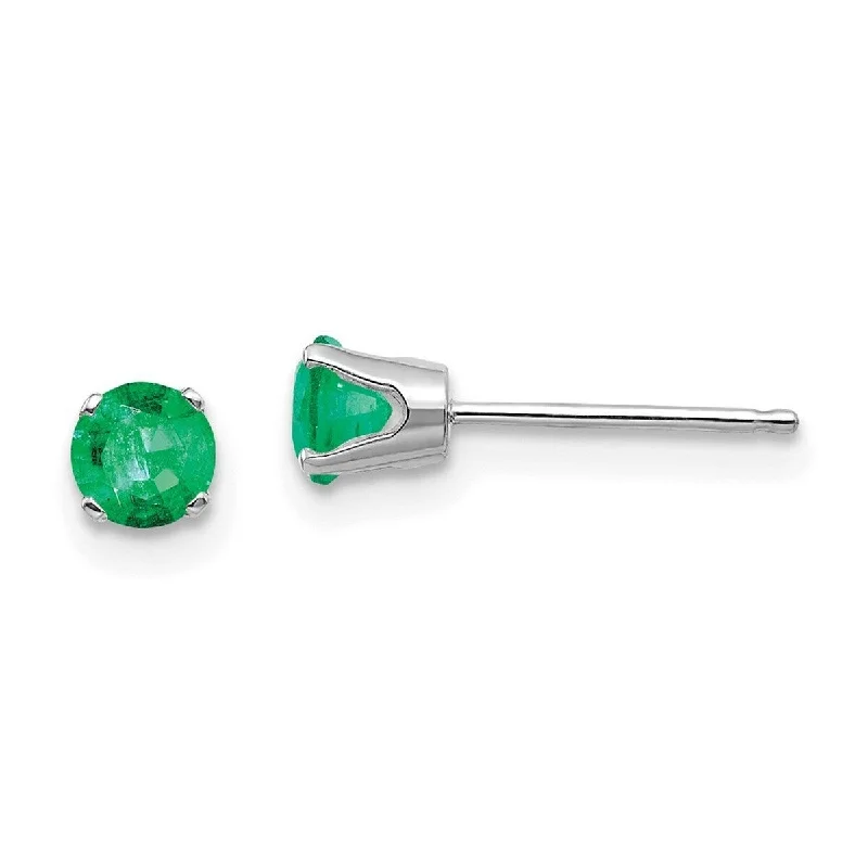 Shimmering drop earrings-Curata 14k White Gold 4mm Round Genuine Emerald Stud Earrings