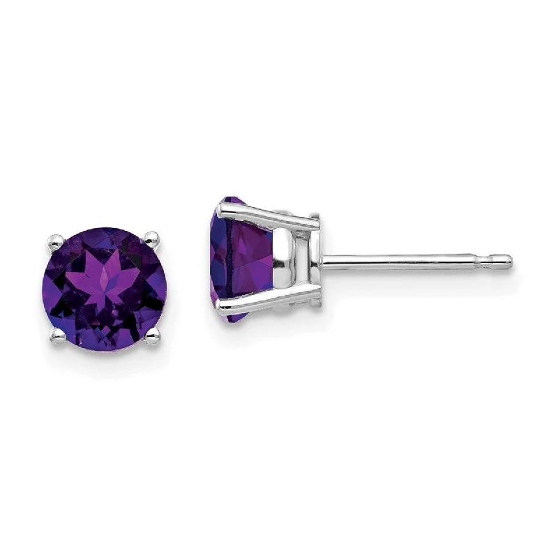 Sparkling spodumene earrings-Curata 14k White Gold 6mm Amethyst Stud Earrings