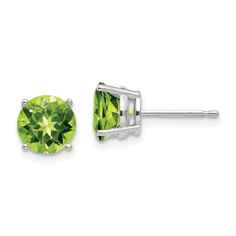 Flowing design earrings-Curata 14k White Gold 7mm Peridot Post Stud Earrings