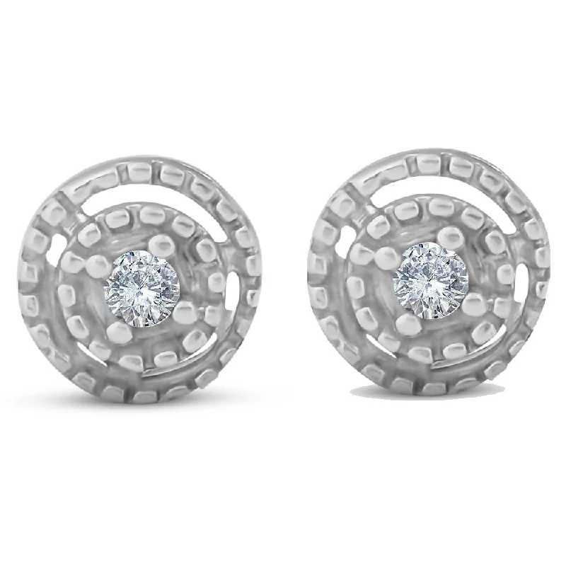 Worn nickel earrings-Diamond Studs 10K White Gold