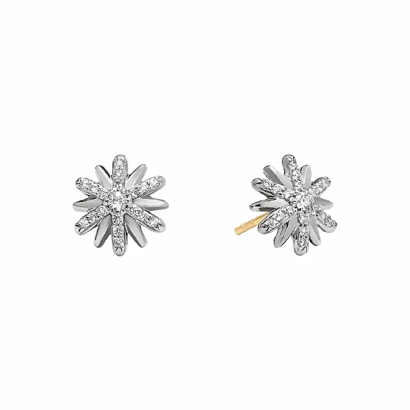 Cast gold earrings-Petite Starburst Stud Earrings with Diamonds