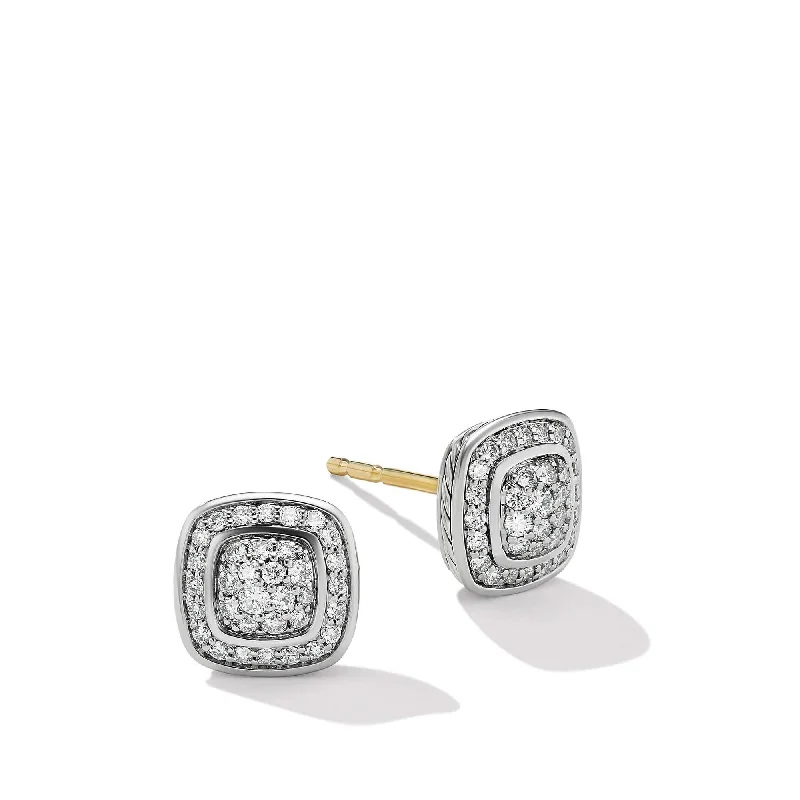 Laced earrings-Petite Albion Stud Earrings in Sterling Silver with Pave Diamonds