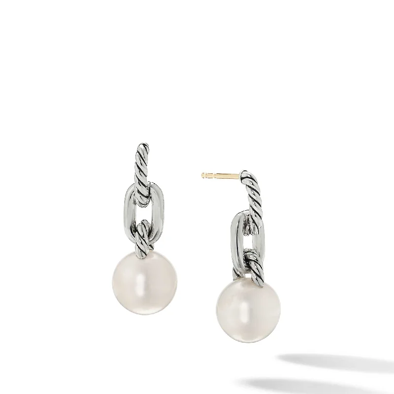 Pocked earrings-DY Madison Pearl Chain Drop Earrings in Sterling Silver