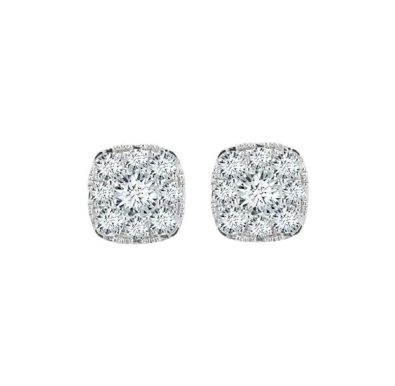 Surging wave earrings-Diamond Halo Eternal Earrings