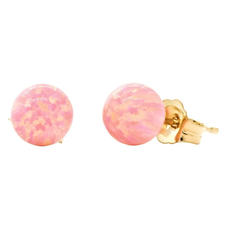 Flowing design earrings-Elana: Pink Angel Skin Created Australian Opal Ball Stud Earrings 14-20 Gold Filled