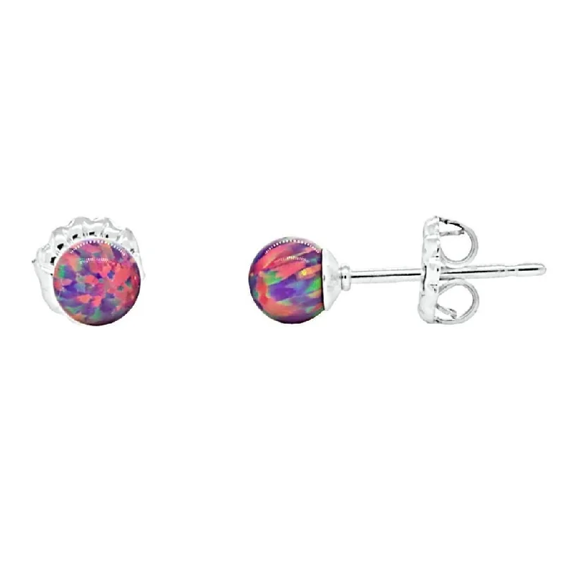 Radiant quartz earrings-Elizabeth: 4mm Royal Lavender Opal Ball Stud Post Earrings 925 Silver