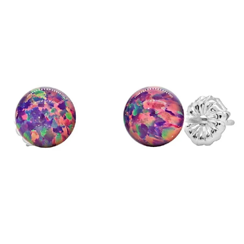 Antique kunzite earrings-Elizabeth: 6mm Royal Lavender Opal Ball Stud Post Earrings 925 Silver