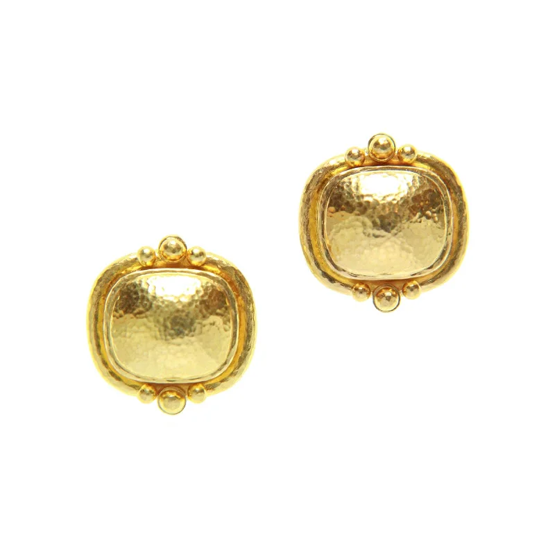 Marbled glaze earrings-Gold Horizontal Cushion Earrings