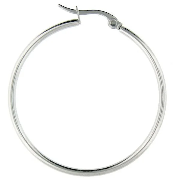 Woven thread earrings-Faina: 25mm Large Round Tube Hoop Earrings 316 Steel