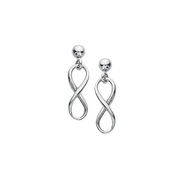 Neat cut earrings-Free Hanging Infinity Dangle Drop Post Earrings 925 Sterling Silver