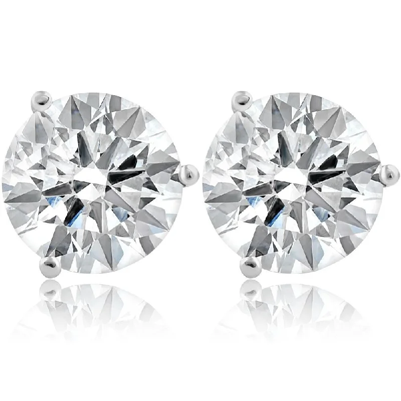 Coarse gem earrings-G/SI1 6.00CT Round Diamond Studs 14k White Gold Lab Grown