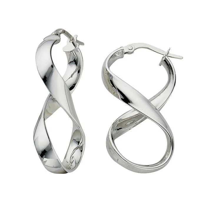 Rain gem earrings-Greg Anthony Contemporary Infinity Ribbon Earrings 14K White Gold