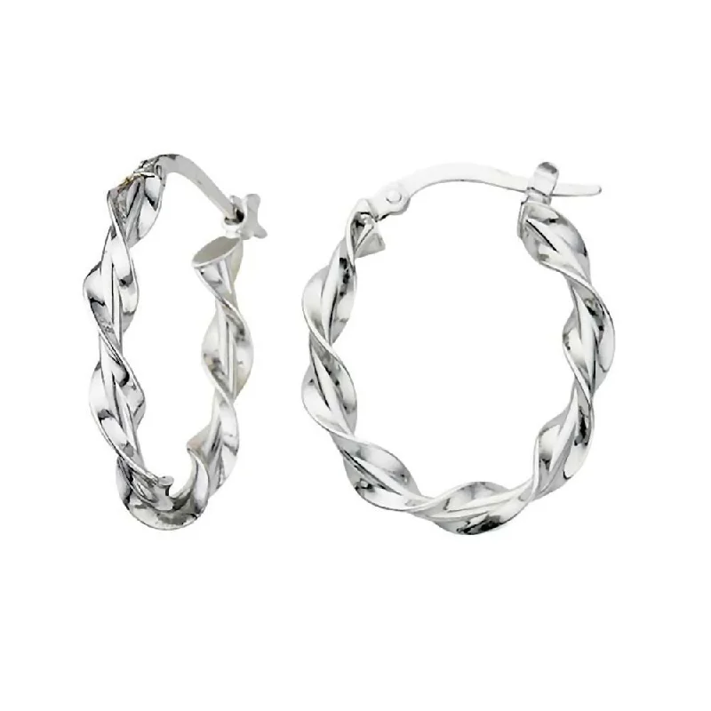 Held stone earrings-Greg Anthony Italian Twist Hoop Earrings 14K White Gold