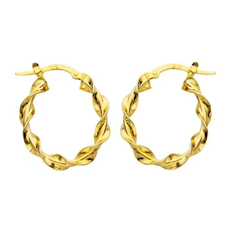 Radiant iolite earrings-Greg Anthony Italian Twist Hoop Earrings 14K Yellow Gold