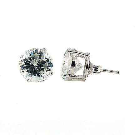 Bold sunstone earrings-Hallie: 2.5ct Russian Ice Diamond CZ 7mm Cast Stud Earrings White Gold