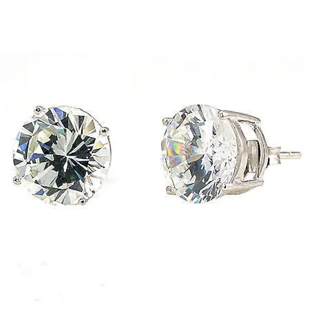 Slotted design earrings-Hallie: 5.8ct Russian Ice Diamond CZ 9mm Cast Stud Earrings White Gold