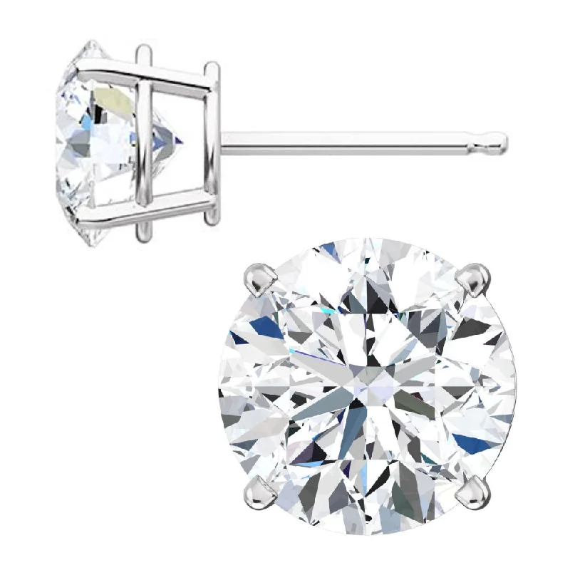 Packed sapphire earrings-Hallie: Russian Ice Diamond CZ 8mm Cast Stud Earrings White Gold