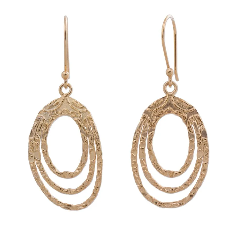 Vivid gold earrings-Handmade Gold Overlay 'Centrifuge' Earrings (Peru) - 1.8L*0.7W