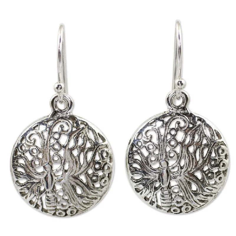 Extended diamond earrings-Handmade Sterling Silver 'Butterfly Moon' Earrings (Thailand)