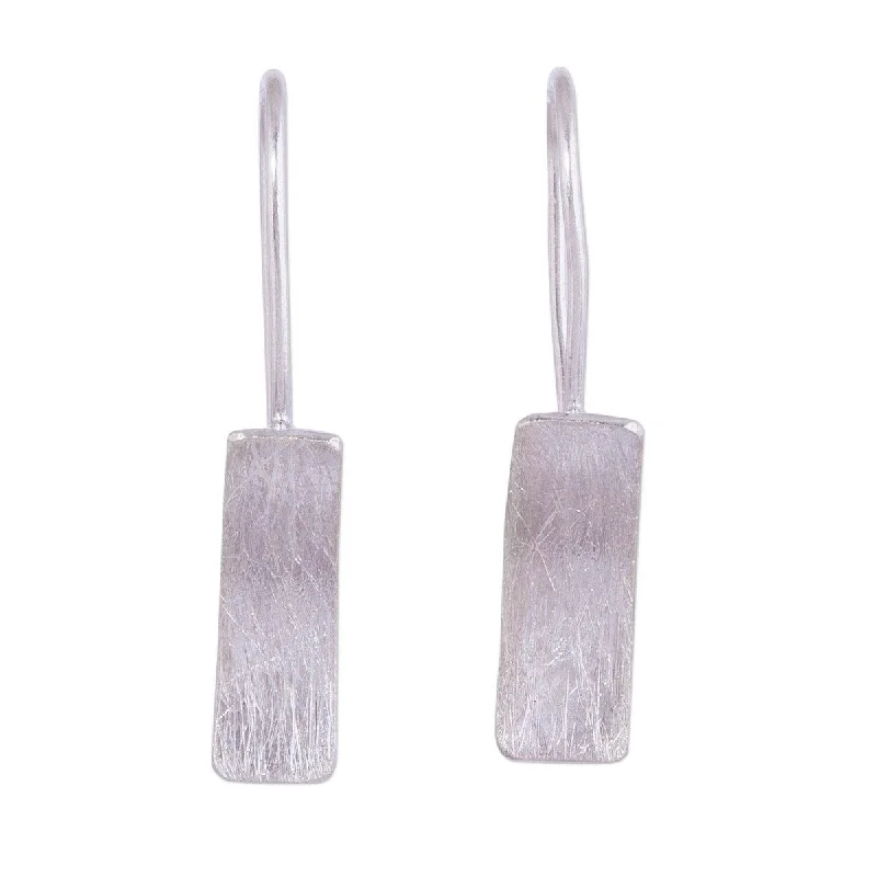 Inset gem earrings-Handmade Sterling Silver 'Simple Element' Earrings (Peru) - 1.5L*0.2W