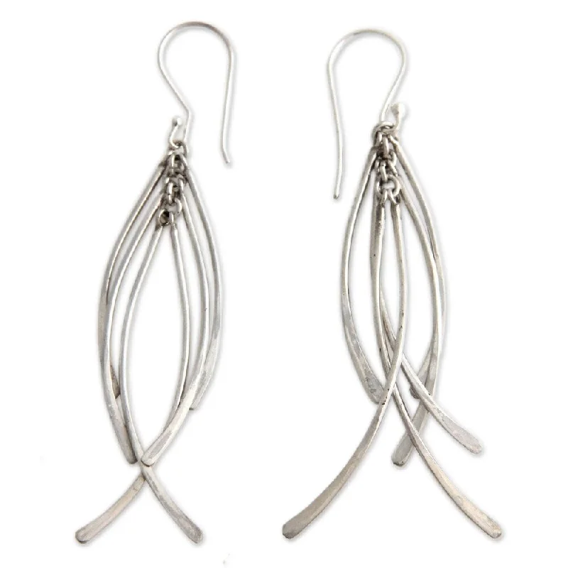 Open-shadow earrings-Handmade Sterling Silver 'Winter Twigs' Earrings (Indonesia)