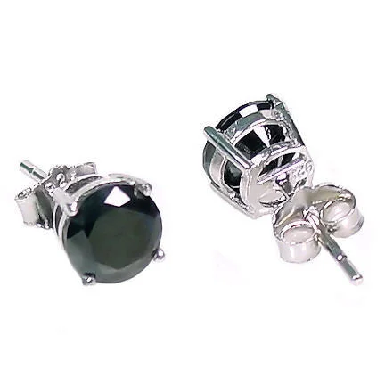 Extended diamond earrings-Jet: 1.5ct Black Ice Simulated Diamond 6mm Basket Set Stud Earrings