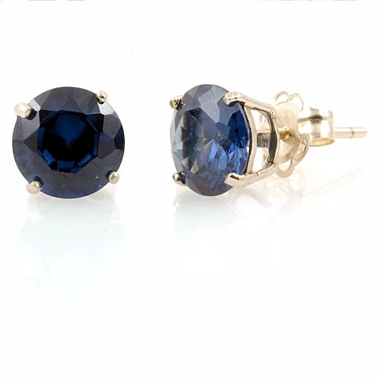 Delicate filigree earrings-Kaye: 7mm created Sapphire 14K Yellow Gold Cast Basket Stud Earrings