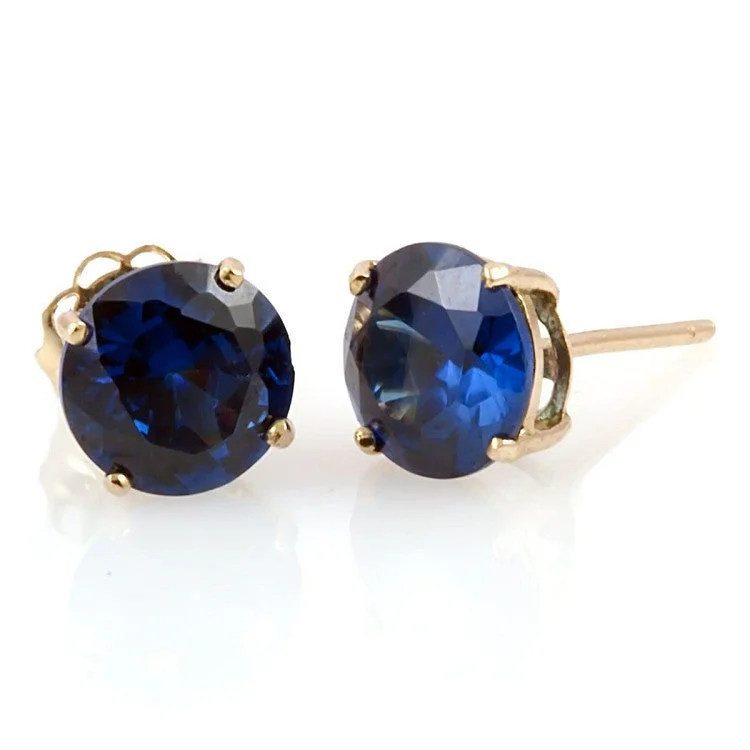 Welded gold earrings-Kaye: 9mm created Sapphire 14K Yellow Gold Cast Basket Stud Earrings