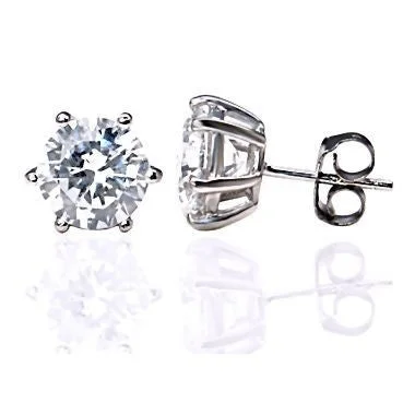 Spike motif earrings-Kaylie: 5mm Russian Ice on Fire CZ 6 Prong Cast Basket Stud Earrings