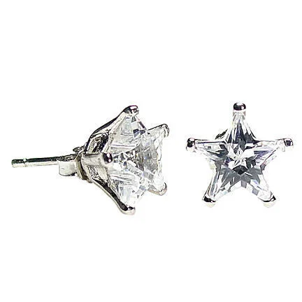 Suspended diamond earrings-Keira K Sterling Silver 8mm Star Cut Russian Ice on Fire Stud Earrings