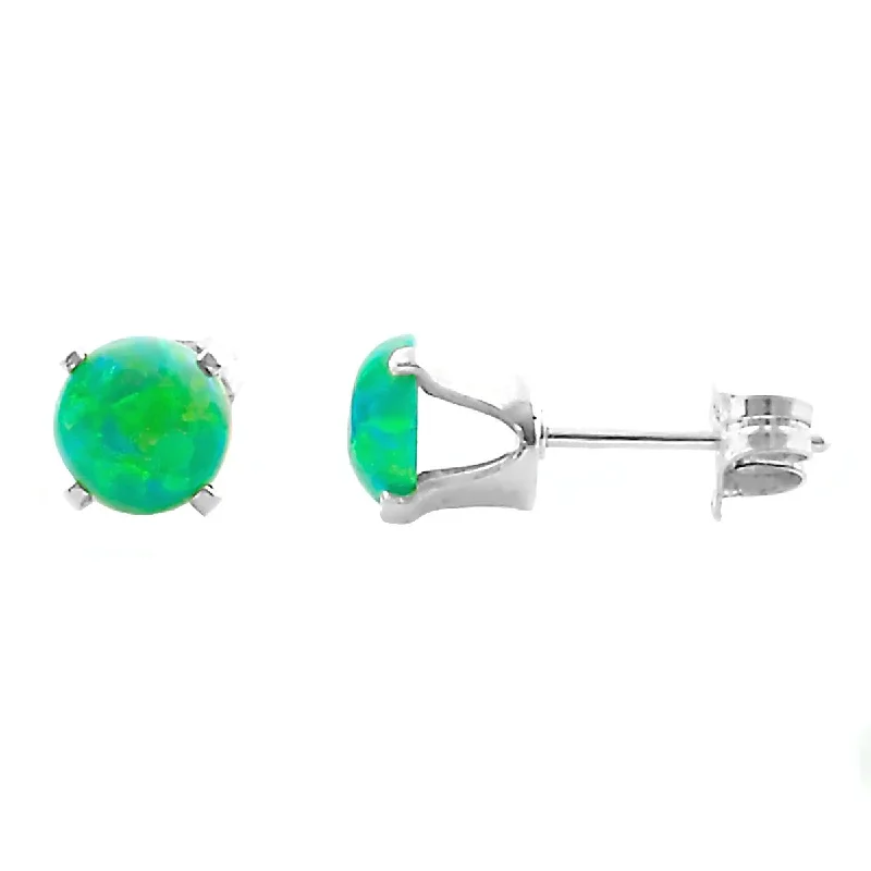 Glossy platinum earrings-Kelly: 1.3ct 6mm Kiwi Opal Crown Set Stud Earrings 925 Silver