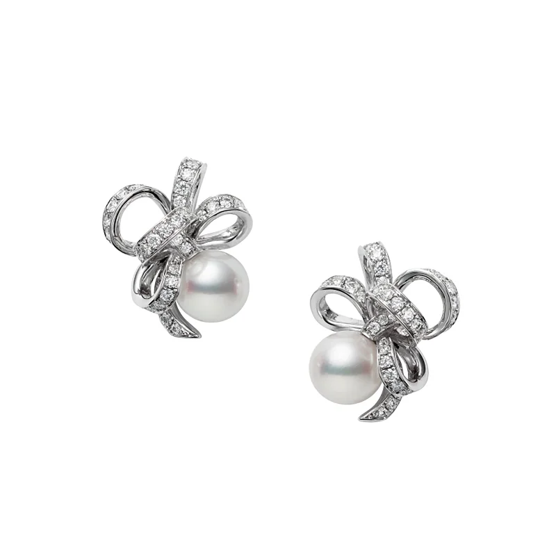 Glossy platinum earrings-Jeux de Rubans Earrings